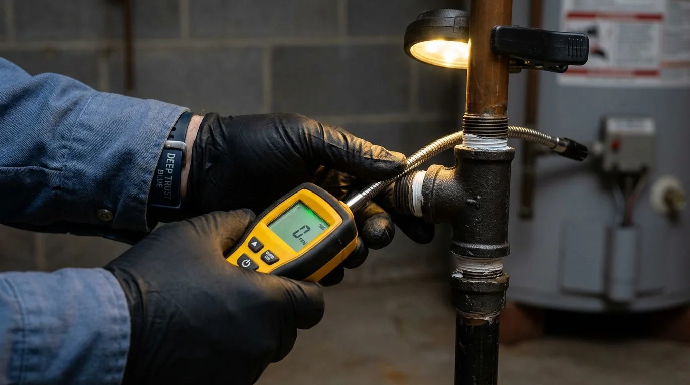 Gas leak detection with electronic sniffer by Johns Plumbing LLC in Ceiba