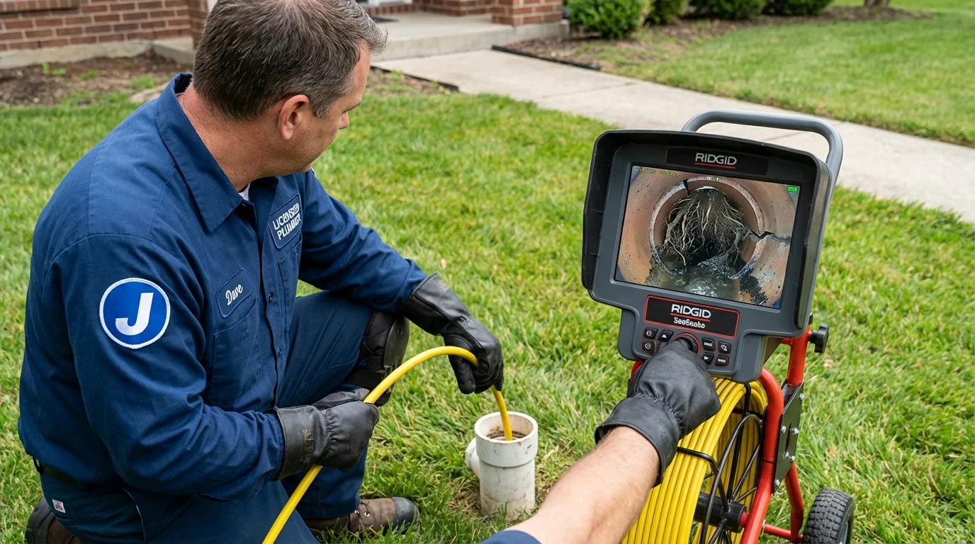 Sewer camera inspection being performed by Johns Plumbing LLC in Ceiba